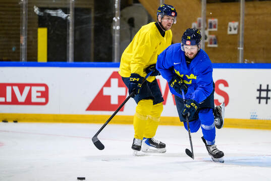 Joel Persson and Rasmus Asplund of Sweden at a practice