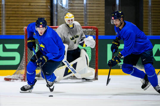 Simon Holmström and Jacob Larsson of Sweden at a practice