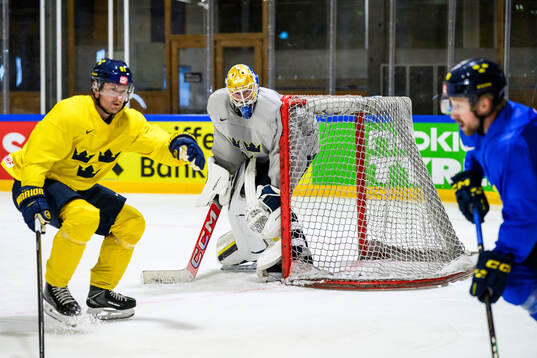 goaltender Magnus Hellberg of Sweden at a practice session