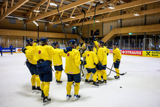 Players of Sweden at a practice session