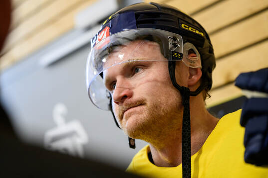 Carl Grundström of Sweden speaks to media