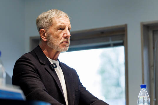 Halmstads tränare Stuart Baxter på presskonferensen