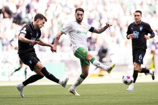 Malmö FFs Colin Rösler och Hammarbys Nahir Besara