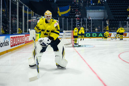 Goaltender Arvid Söderblom of Sweden