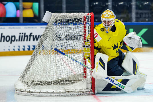 Goaltender Arvid Söderblom of Sweden