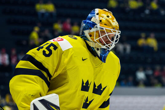 Goaltender Magnus Hellberg of Sweden