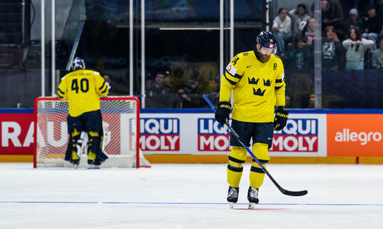 Mattias Ekholm of Sweden looks dejected