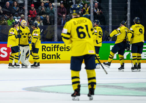 Albert Johansson, goaltender Arvid Söderblom and André
