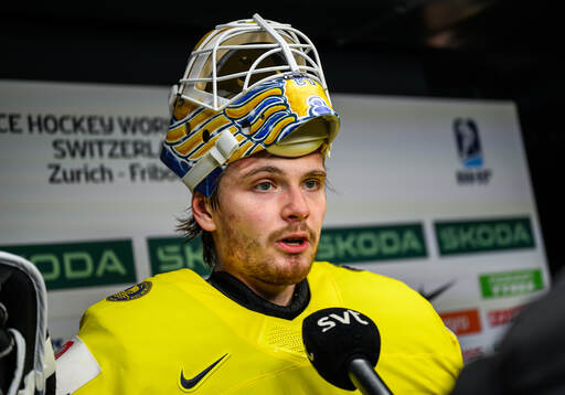 Goaltender Arvid Söderblom of Sweden