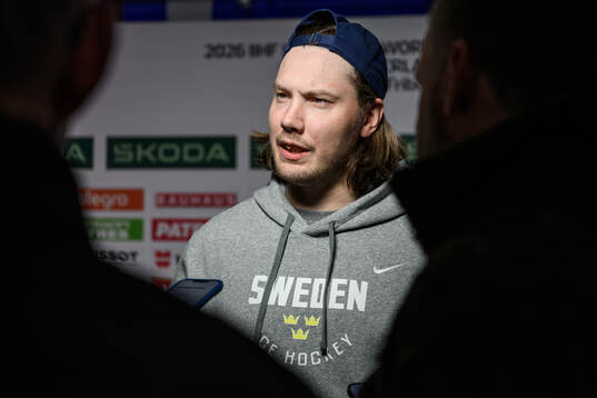 Oscar Sundqvist of Sweden speaks to media