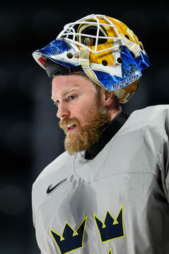 goaltender Magnus Hellberg of Sweden at a practice session