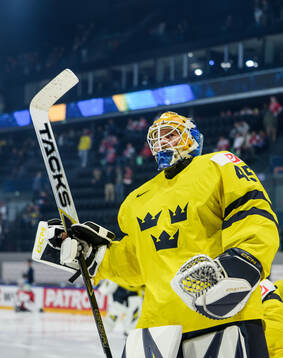 Goaltender Magnus Hellberg of Sweden