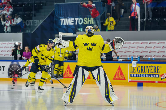 Goaltender Magnus Hellberg of Sweden