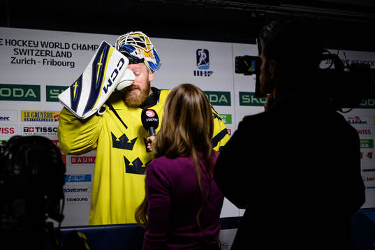 Goaltender Magnus Hellberg of Sweden