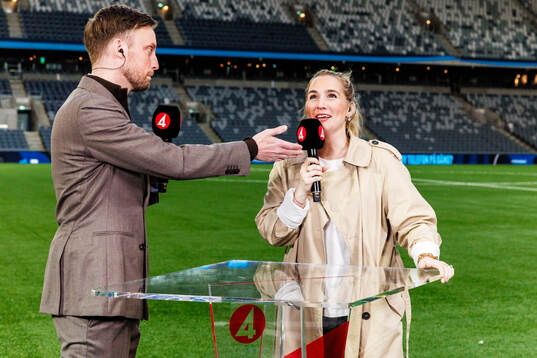 TV4s Axel Pileby och Irma Helin Zibanejad