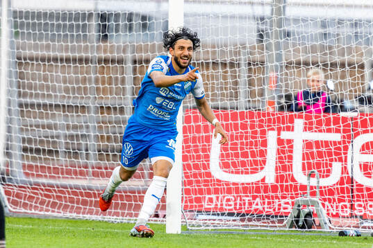 Oddevolds Leonardo Farah Shahin har gjort 2-0 och jublar