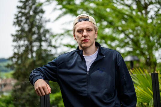 Jack Berglund of Sweden poses for a portrait at a press