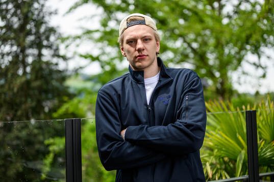 Jack Berglund of Sweden poses for a portrait at a press