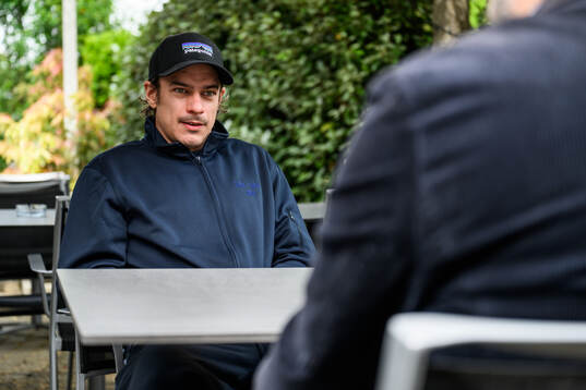 Joel Persson of Sweden at a press event