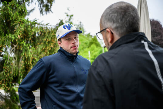 Lucas Raymond of Sweden at a press event