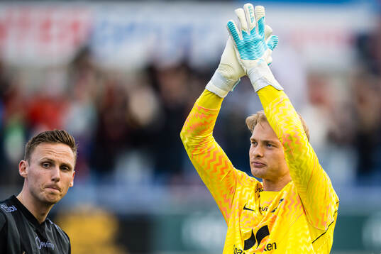 Joachim Soltvedt and goalkeeper Simen Vidtun Nilsen of Brann