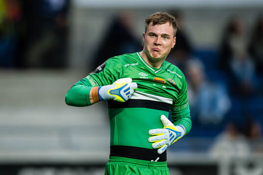Goalkeeper Kristoffer Klaesson of Aalesund reacts