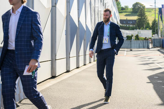Mattias Ekholm of Sweden arrives at BCF Arena