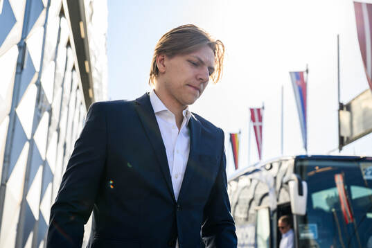 Jack Berglund of Sweden arrives at BCF Arena