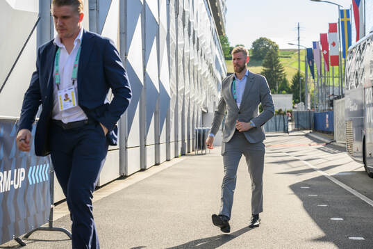 goaltender Magnus Hellberg of Sweden arrives at BCF Arena