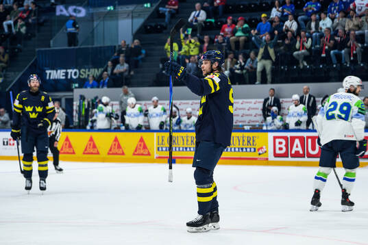 Jacob De La Rose of Sweden celebrating scoring the 2-0 goal