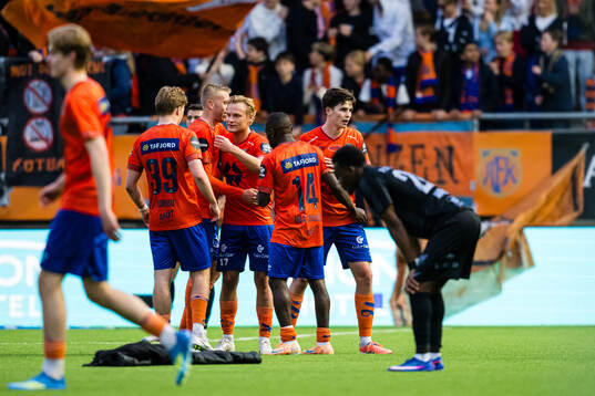 Henrik Melland  of Aalesund celebrates