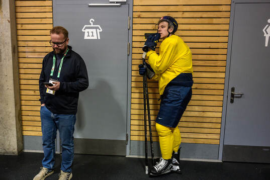 Media manager Linus Hugosson and Jack Berglund of Sweden