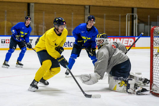 André Petersson, Ivar Stenberg and goaltender Love