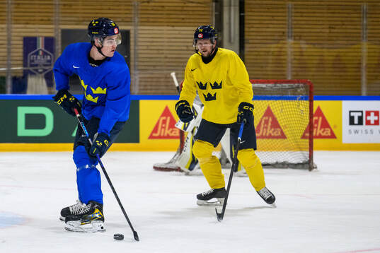 Jack Berglund and Tim Heed of Sweden at a practice session