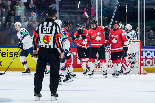 Mark Scheifele of Canada celebrates