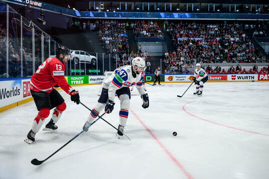 Gabriel Vilardi of Canada and Adrian Saxrud Danielsen of