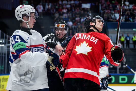Tinus Luc Koblar of Norway and Porter Martone of Canada
