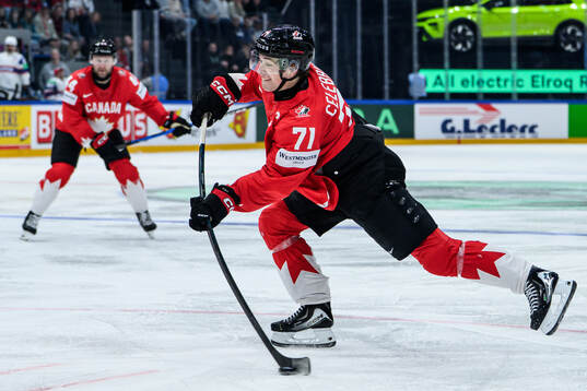 Macklin Celebrini of Canada