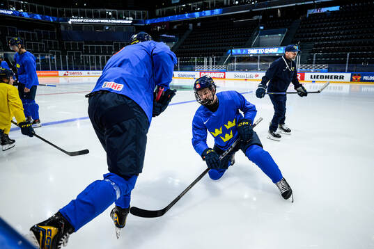 Anton Frondell and Viggo Björck of Sweden at a practice