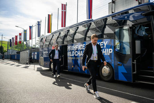 Linus Karlsson and Rasmus Asplund of Sweden arrive at the