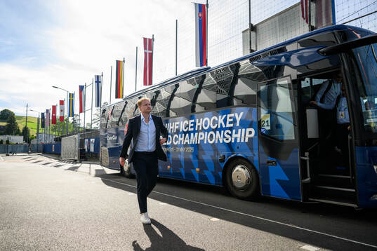 Carl Grundström of Sweden arrives at the arena