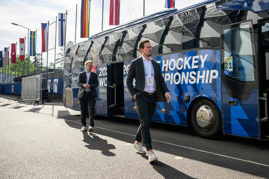 Robert Hägg of Sweden arrives at the arena