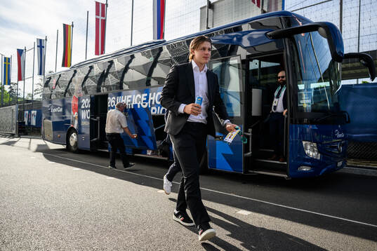 Ivar Stenberg of Sweden arrives at the arena