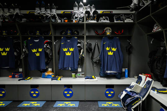 Jerseys of Sweden in Sweden’s dressing room
