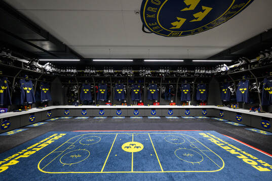 Interior view of Sweden’s dressing room