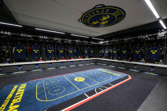 Interior view of Sweden’s dressing room