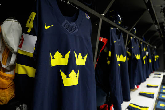 Jerseys of Sweden in Sweden’s dressing room