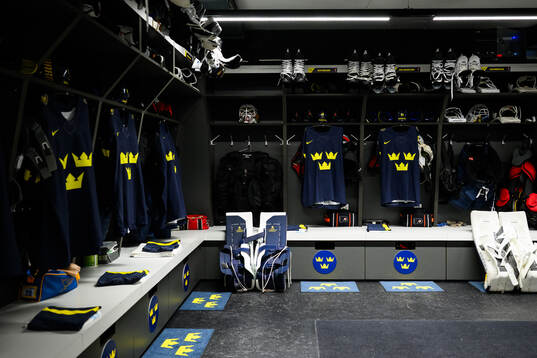 Interior view of Sweden’s dressing room