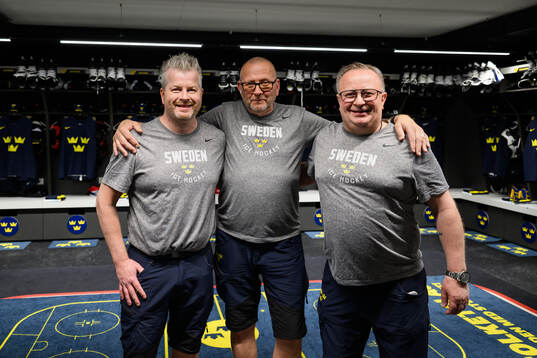 Equipment managers Mikael Lundström, Anders Kellerstam and