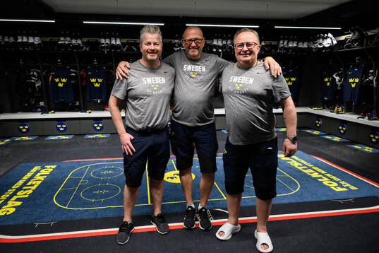 Equipment managers Mikael Lundström, Anders Kellerstam and